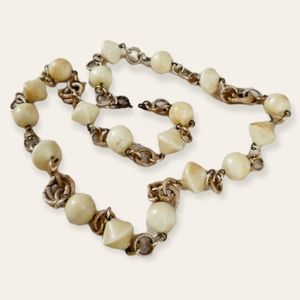 Vintage Mid Century Lucite Bead and Gold Chain Necklace
